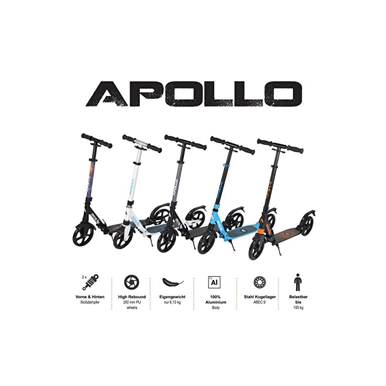 Apollo XXL Wheel Scooter Phantom Pro City Scooter, Klappbarer CityRoller, höhenverstellbar