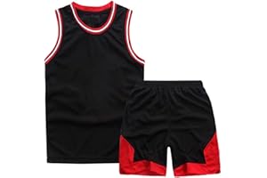 TENHCREEK Kids Basketball Kit, 2-Piece Kids Basketball Jersey Vests, Basketball Outfit Boy Shirt, Training Basketballs Kit for Boys, Sleeveless Basket Ball Top and Short Set for 4-14 Years Old Boys Kid Gifts