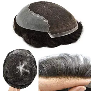 Gramercy Hair Mens Hair System Transparent French Lace Human Hair Thin Skin Mens Toupee Brown Black Blonde Men Hair Piece (9x7)