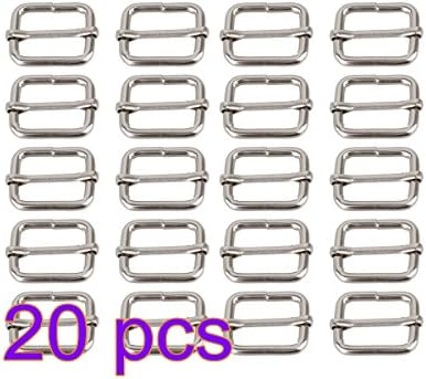 WOFEE Pack of 20 Metal Sliding Bar Tri-glides Wire-formed Roller Pin Buckles Slider 25mm Strap Adjuster