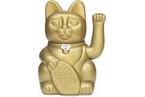 DIMINUTO CIELO Gato de la Suerte chino - Lucky Cat - Maneki Neko. ORO, L (12x9x18cm)