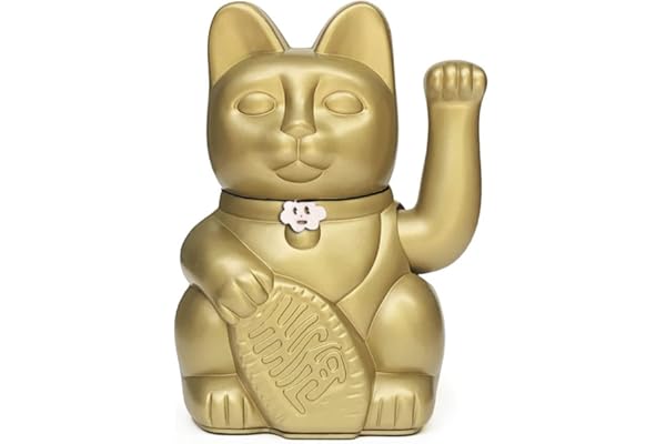 Gato de la Suerte chino - Lucky Cat - Maneki Neko. ORO, L (12x9x18cm)