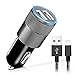 Price comparison product image iPhone Car Charger,Qouya Dual Port 3.1A USB Car Charger Adapter with 6 Ft iPhone Cable for Apple iPhone 6/6 Plus/5s/5c/5/4s/4, Apple iPad 4/3/2/Mini/Air/2, Apple iPod