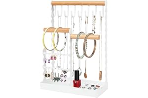 OPACELUUK Estante de Joyas, Árbol de Joyas de Soporte de Exhibición para Collar y Ganchos de Almacenamiento de Collares, Pulseras, Anillos, Relojes Soporte Organizador de Escritorio de Metal.