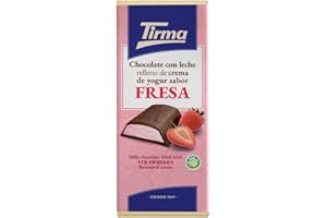 Tirma Tableta de Chocolate con Leche Rellena de Crema de Yogur y Sabor a Fresa, 103g - Chocolate Cremoso con Relleno de Fruta, Perfecto para Postres y Snacks