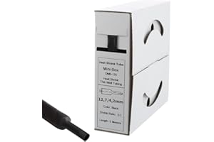 Offgridtec 10m Schrumpfschlauch mit Kleber 12 mm > 4 mm, 3:1 Schrumpfrate, Dual-Wand, Halogenfrei, Flammhemmend, Wasserdichte Kabelisolierung, Leicht zu Schneiden, Inklusive Spenderbox, Schwarz