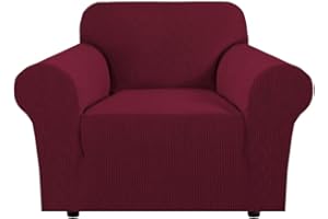BellaHills Super Stretch Sofa Covers Couch Covers Sofa Slipcovers Furniture Protector for Sofas/Kids/Pets | Form Fitted Jacquard with Elastic Bottom, Thick Soft Non Slip (1 Seater，Burgundy Red)
