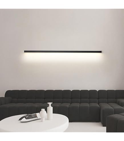 ZTWLEED Lange Wandlamp,22W LED-Muurlamp Binnen,60CM Tricolor Verlichtingsmodus RA≥80 Woonkamerlamp,Zwarte Wandlamp voor Woonkamer Slaapkamer Trap Hal AV220V