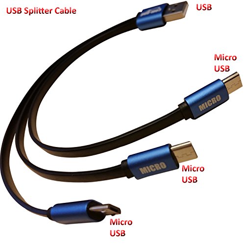 COM-PAD 3xMicro-USB auf USB Splitter-Ladekabel 2x 25cm schwarz/blau - 3