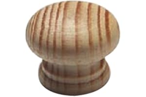 Merriway BH00416 30 mm/ 1 1/4 Zoll Unlackierte Kiefer-Türknöpfe, vorgebohrt für Holzschraube/Dübelschraube, Weiß, 10 Stück