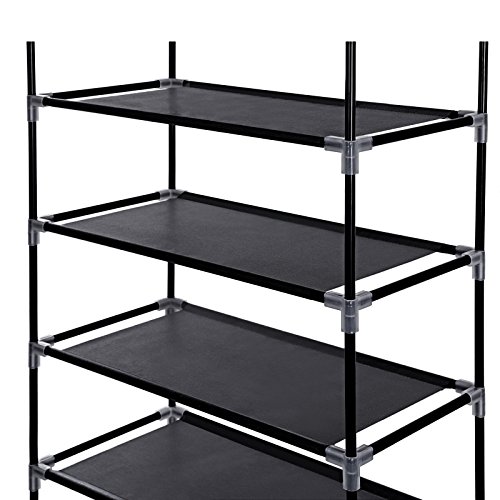 Songmics 10 Schicht Schuhregal Schuhschrank Schuhständer 160 x 58 x 28 cm für ca. 27 paar Schuhe schwarz RXJ10H - 6