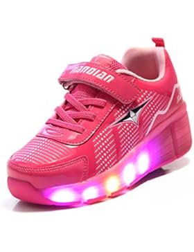 KODOO Unisex Led Schuhe mit einem Roller Skateboard Sport Sneakers Turnschuhe für Kinder Junge Mädchen Herren...