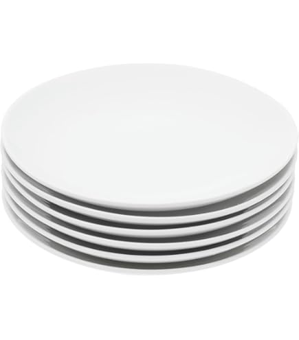 SECRET DE GOURMET Lot de 6 Assiettes Porcelaine Uni 24cm Blanc