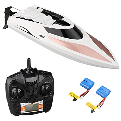 Preisvergleich Produktbild Virhuck RC Boot Hochgeschwindigkeits Fernsteuerungsboot mit 2 x Batterien, ferngesteuertes Boot, Lange Fernbedienung Abstand, geeignet für Beginners, Pools und Seen Outdoor Adventure (H102)