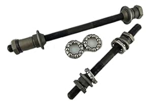 RANRAO Juego de ejes delanteros traseros de bicicleta de 108 mm y 145 mm con bolas de 1/4, 3/16