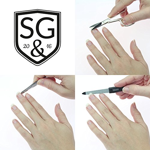 Premium Maniküreset 3-teilig, echt Leder Etui schwarz, Pediküreset – Nagelpflegeset , Feile aus Solingen, alle Teile des Manikürsets sind aus glanzvernickeltem und poliertem Stahl - 4