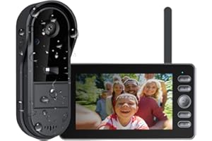 TKMARS Sonnette sans Fil avec Caméra 1080P Étanche, Visiophone Vidéo Extérieur avec Écran IPS 4.3", Double Audio & Enregistrement, Interphone Vidéo sans WiFi ni Appli, Portier Vidéo pour Maison