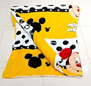 Broka Brother Kids Comforter Single Bed | Warm Baby Comforters for Winter Cartoon Printed Blanket for Kids | Quilt Blankets for Unisex Boys and Girls, Pack of 1, 60x100 Inches, Yellow