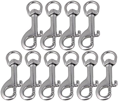 CNBTR Round Eye Swivel Bolt Snap Hooks Key Chain Clip Stainless Steel 70mm Silver Set of 10