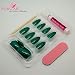 Bling Art Stiletto False Nails Gel Acrylic 24 Green Glitter Medium Tips UK