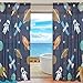 Produktbild BONIPE Weltraum Sterne Planeten mit Raketen Sheer Vorhang Voile Tüll Fenster Vorhang für Küche Schlafzimmer Wohnzimmer Home Decor, 139,7 x 198,1 cm, 2 Platten Set, Polyester, Multi, 55x84x2(in)