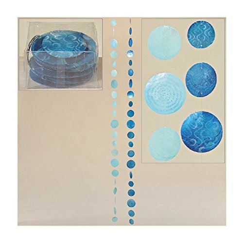 B.H.C. Capiz Mauricio, Guirnalda, Consta de 2 Stk por 1,80 m Longitud, Maritimes Diseño en Azul y Turquesa, nácar