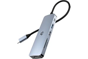 HOPDAY Hub USB C, Adaptateur USB C 6 en 1 pour MacBook Air/Pro, Station d'accueil Double Affichage 4K HDMI (USB A 3.0, 100w PD, SD/TF) Répartiteur Type C pour iMac, iPad Pro, Dell, HP, Surface, XPS