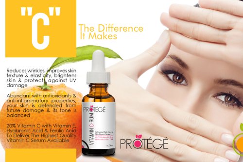 20% Vitamin C Serum für das Gesicht – Protege Vitamin C-RUM – Erhalten Sie Ihre Jugend zurück – Hellt Haut auf + Kehr UV Schäden um + Natürliche Anti-Aging Hautpflege die funktioniert - 9