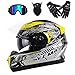 Produktbild Erwachsener Motocross Motorradhelm mit Brille/Maske/Handschuhe, ATV-Helm BMX MTB Helm D.O.T Standard Quad ATV Motorradhelm - (55-59cm),Yellow