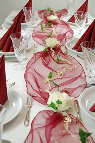 Fibula [Style] ® Komplettset "Golden fifty" Größe S Tischdekoration für goldene Hochzeit/50.Geburtstag//Jubiläum in bordeaux-creme für ca. 8 - 10 Personen