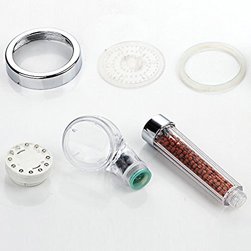 LED Duschkopf, HonestEast Duschlampe mit RGB 3-Farben automatisch geändert durch Temperatur Doppelte Filtration LED Spa Duschkopf Schlauch Wasser Badezimmer - 7