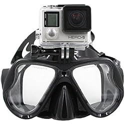 Telesin Masque de plongée avec support compatible avec GoPro Hero3, 3+ et 4/4 Session, noir