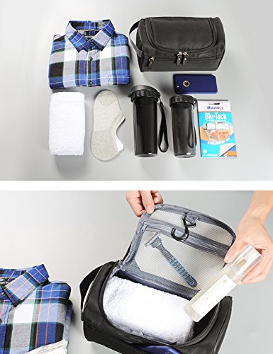 iSuperb® Robustes Herren Kulturtasche Kulturbeutel Wasserdicht Kosmetiktasche Make-up Tasche mit Haken zum aufhängen für Reise (schwarz) - 2
