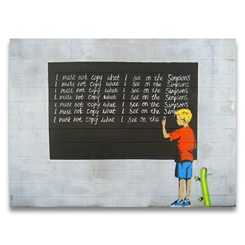 Goods & Gadgets Banksy Kunstdruck auf Leinwand Simpsons - XXL Graffiti Bild 80x60cm fertig gerahmt