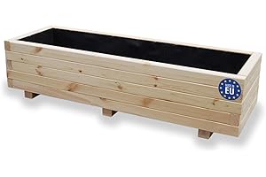 ‎ALFALUX alfalux Hochbeet 120 x 40 x 30H cm mit 2X Wasserablauf Blumenkasten aus Holz Pflanzkübel Garten Balkon Terrasse Pflanzkasten AB120KAN4030