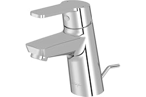 Jacob Delafon - Mitigeur de Lavabo Aimé avec Vidage - Installation Simple et Rapide 5/35''- Économie d'Eau - 139x48x150 mm - Finition Chrome - E29869-CP