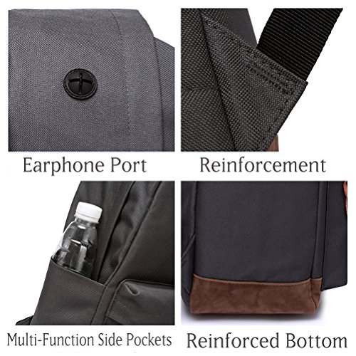 Vaschy Unisex Classic Leichte Wasserabweisende Jugendliche Rucks  cke College Rucksack Reise Rucksack Passt 14-Zoll Laptop Grau