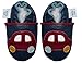 Soft Leather Baby boy Shoes with Suede Soles by Dotty Fish Navy Car design - 12-18 months