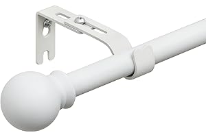 Starbover Curtain Poles, Curtain Poles for Eyelet Curtains, Voile Curtain Pole Matte White 76-116cm, Window Curtain Rod Metal Extendable with Adjustable Brackets and Round Cap Finials for Bedroom