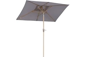 Sekey 210 × 140 cm Aluminum Sonnenschirm Marktschirm Gartenschirm Terrassenschirm Sonnenschutz UV 50+ Rechteckig