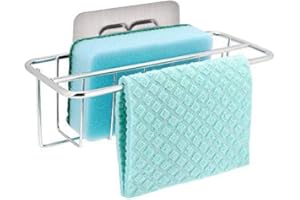 Jinhuaxin Bogeer, Organizer per Lavello 2 in 1, Porta Spugne Lavello Cucina Senza Perforazione, Porta Spugne Cucina, per Cucina, in Acciaio Inox, Portasapone
