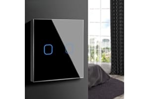 Aimengte Interruptor táctil inteligente LED capacitivo, resistente al rayado A prueba de arañazos Templado Interruptor de luz de pared de vidrio 220V 1/2/3 Cuadrante con luz indicadora