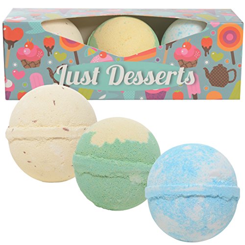 Fizz Bath Bombs (CRAZY SALE PRICE): 'Just Desserts' Lush Bath Bomb Gift Set Includes 3 Supersized Fun, Fruity and Colourful Bombs That Fizz for Longer and Let Kids and Teens Enjoy Fun in the Tub