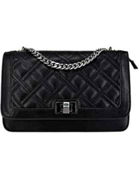 CRAZYCHIC - Damen Kette Tasche mit Gesteppte Leder - Kettenhenkel Handtasche - Steppmuster Schultertasche - Stepptasche...