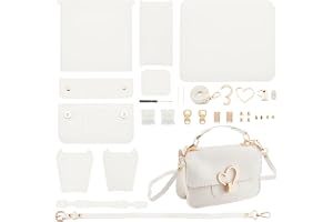 WADORN Kits de Sacs à Bandoulière DIY, Kit de Fabrication de Sac à Main en Cuir PU, Kit de Sac à Bandoulière de Couture avecles Outils pour Cadeau D'Anniversaire et de Vacances, 20x12x7cm, Blanc