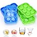 Produktbild YUECHAO Eiskugelform Silikon mit Trichter, 12-Fach 45mm Eiskugel Form Eiswürfelbehälter, DIY Ice Balls Tray für Familie, Partys und Bars, BPA-frei & FDA Zertifiziert (Grün & Blau)
