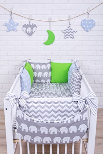 Amilian® Baby Nestchen Bettumrandung 210 cm Design21 Bettnestchen Kantenschutz Kopfschutz für Babybett Bettausstattung - 2