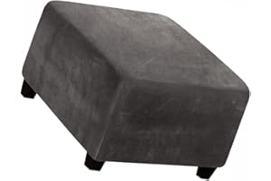 ZZDZW Square Ottoman Slipcover Velvet Small/Medium/Large Stretch Ottoman Cover Slipcover for Wingback Chair Stool Protector cover/Sofa Leather Storage Footstool (Color : Dark gray, Size : 33-45cm)
