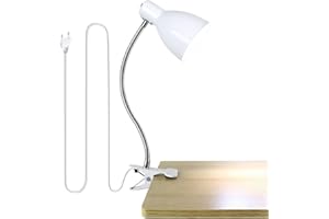 LALISU Klemmlampe Retro, Schreibtischlampe Klemmbar Klemmlampe, Flexibler Metallarm, Leselampe Bett Passend für E27 Modell LED Glühbirne Nachttischlampe, Weiß (Weiß-C01)