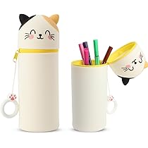 Kawaii Federmäppchen Katze - 2-in-1 Silikon Stifthalter Für Schule